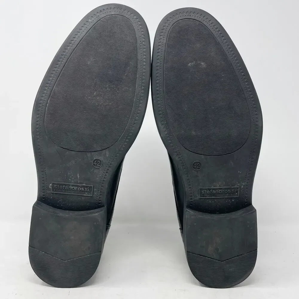 Stefano Rossi Black Leather Chukka Dress Boots Mens Size 8H
